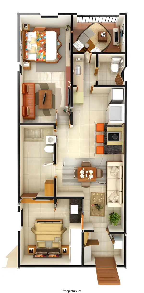 Top View Floor Plan of Modern House Interior Design