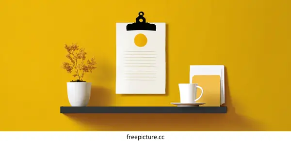 Modern Minimalist Shelf Decor in Sunny Yellow