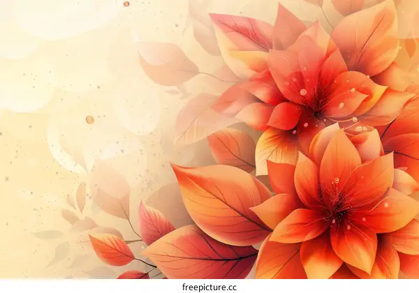 Red flowers and green leaves