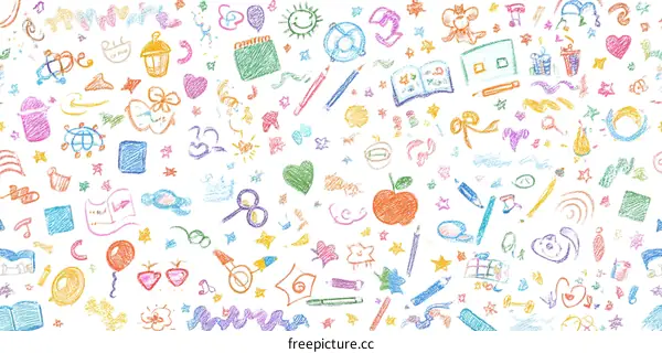 Colorful Childrens Doodle Pattern