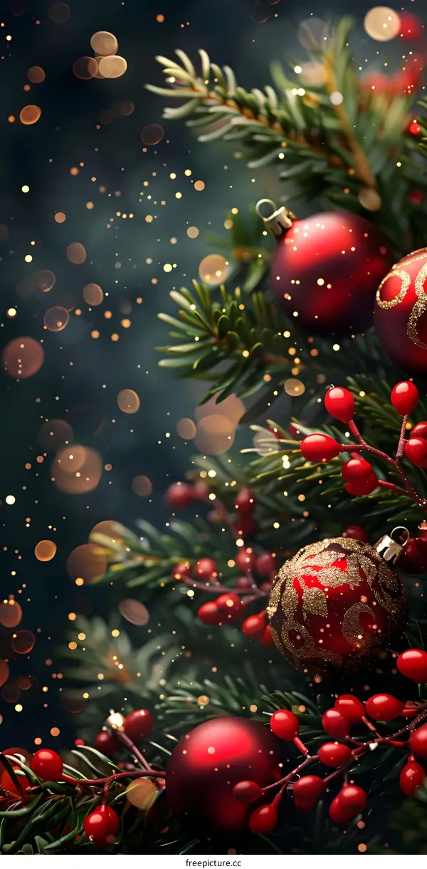 Christmas Tree with Red Ornaments