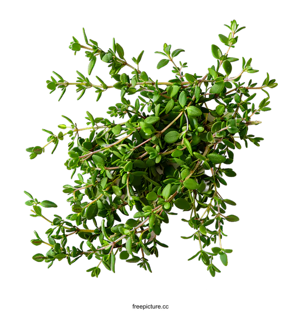 [Transparent Background PNG]Fresh Thyme Sprigs on White Background