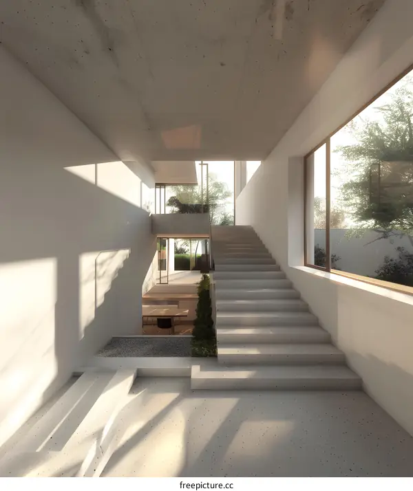 Modern Concrete Staircase in a Minimalist Home