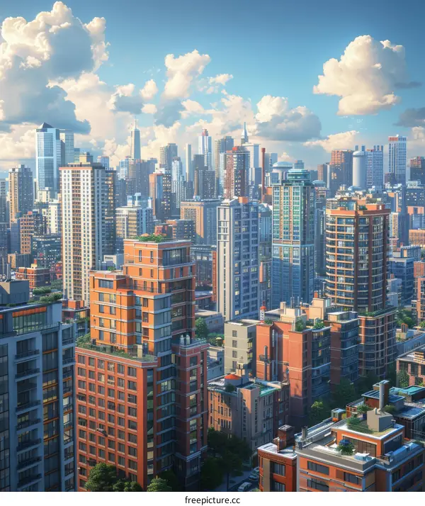 Cityscape Illustration of Modern Urban Architecture