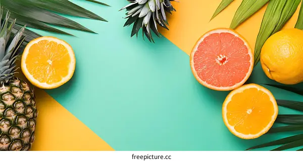 Tropical Fruits on a Colorful Background