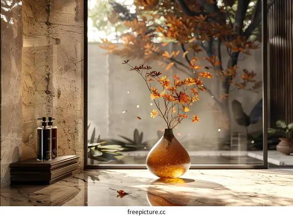 A Japanese vase with flowers