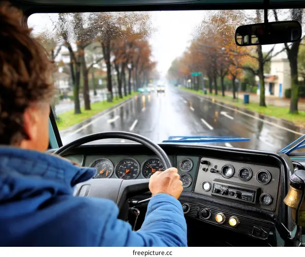 Rainy Day Driving in a Vintage Truck