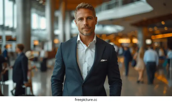 Confident businessman in airport