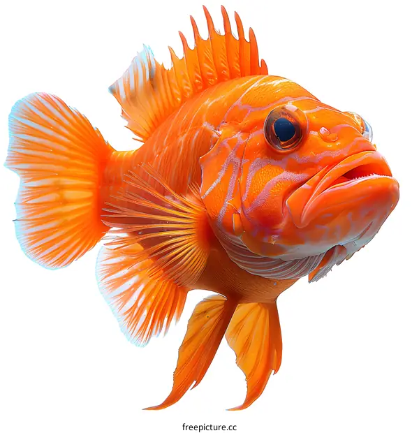 Striped Orange Fish on White Background