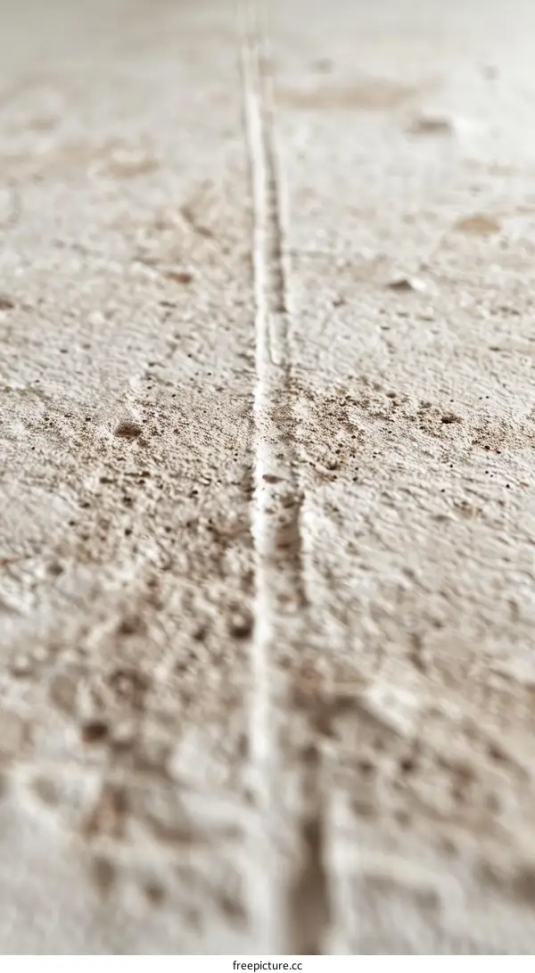 Close up of a textured concrete floor with a line down the middle