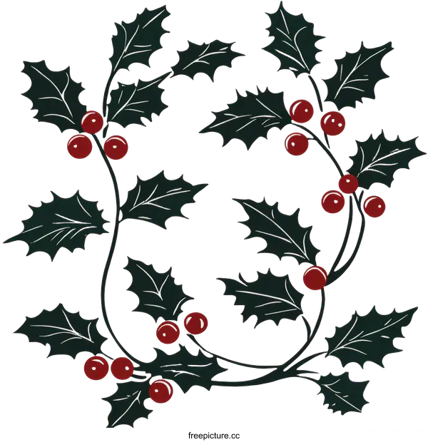 [Transparent Background PNG]Ornamental Holly Design