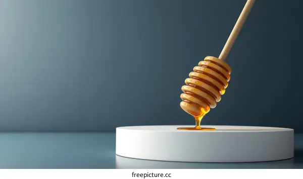 Honey Dipper on a White Pedestal