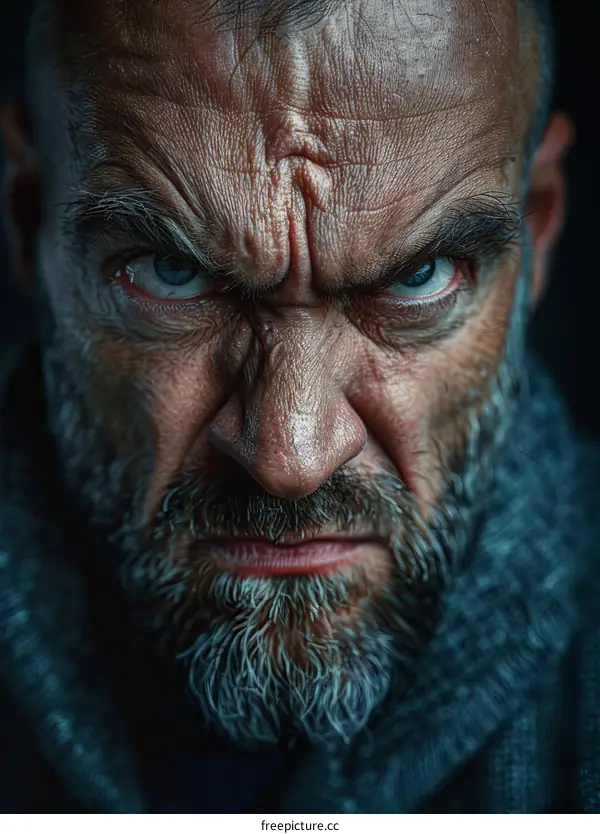 Close-up Portrait of an Angry Man