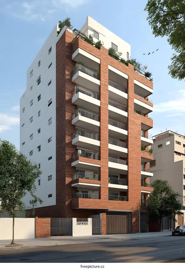 Modern Brick Building With Balconies