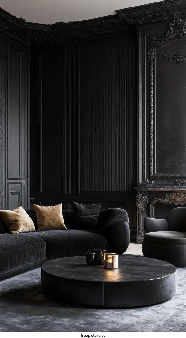 Dark Luxurious Living Room Interior Design