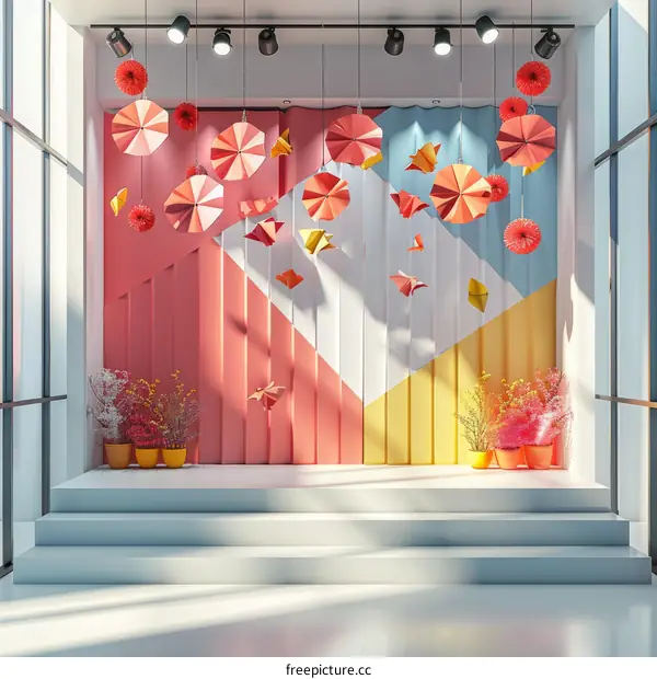 3D Origami Flowers and Butterflies Display for Retail