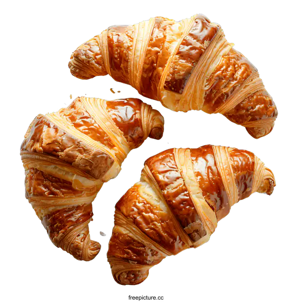 [Transparent Background PNG]Freshly Baked Croissants on White Background