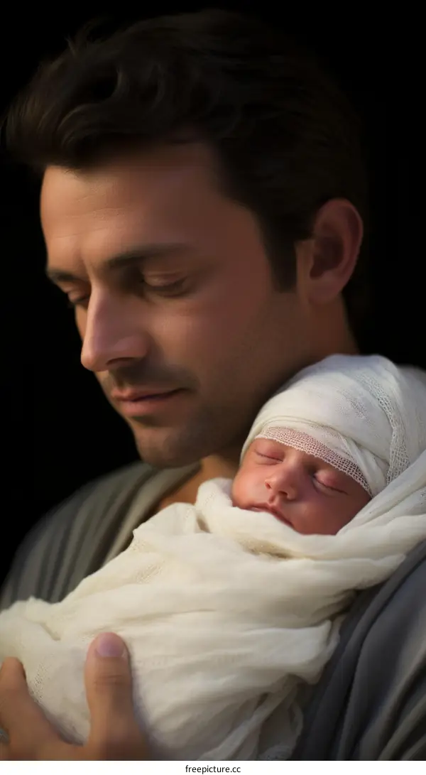 Father and newborn baby