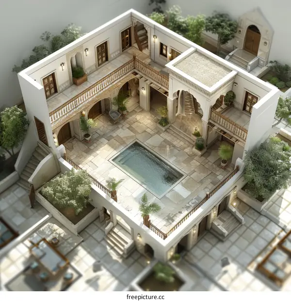 Architectural Design of a Mediterranean Courtyard House
