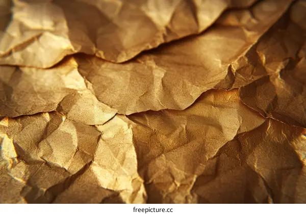 Golden crumpled paper texture background