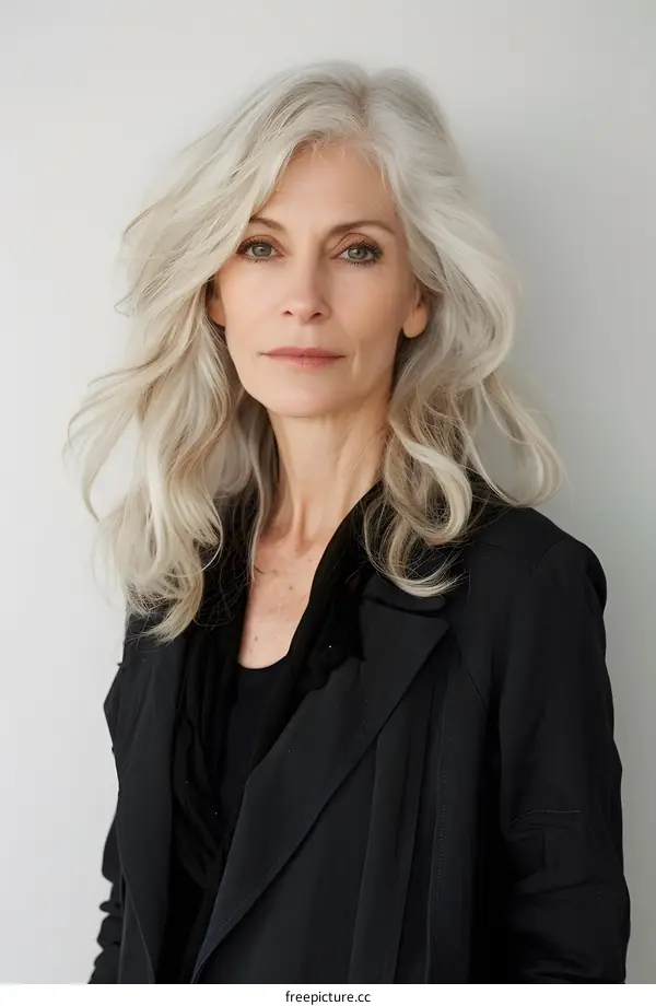 portrait of a beautiful woman with long white hair