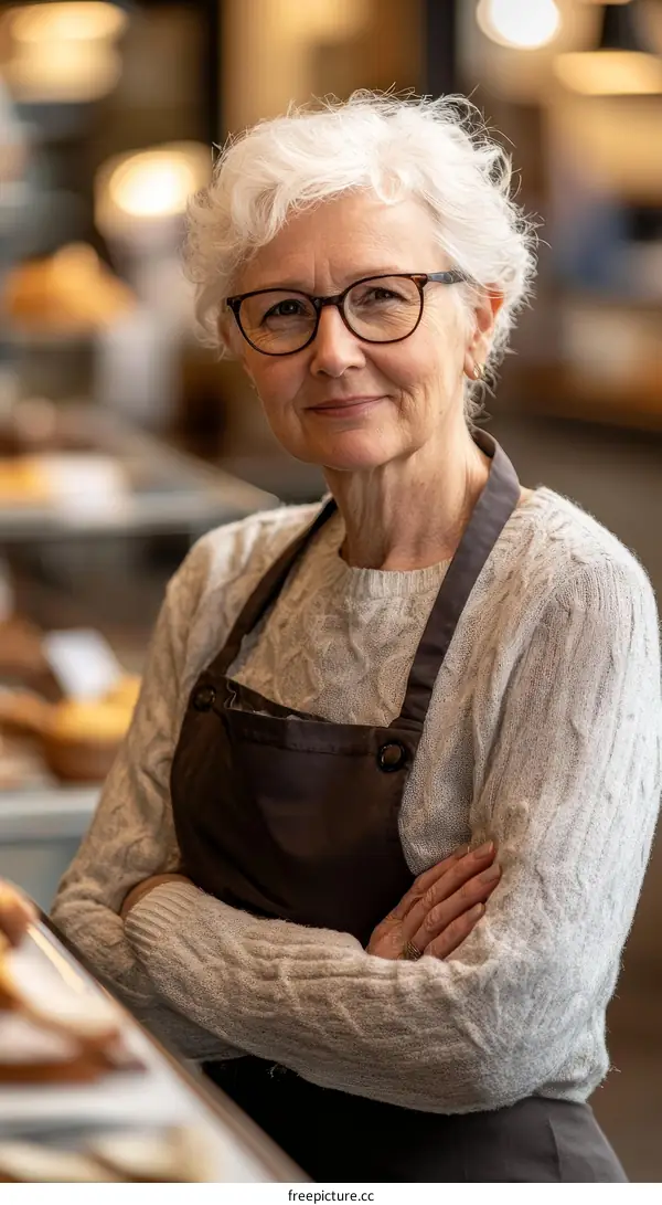 Elderly Woman Baker in a Bakery