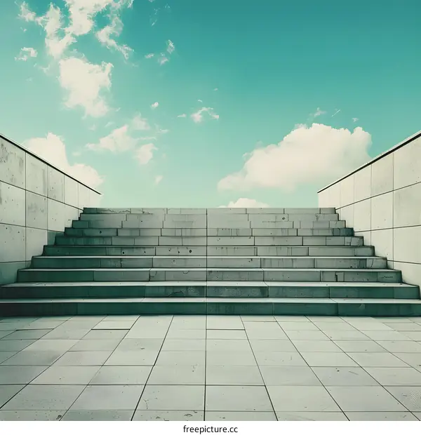Concrete Stairs Leading Up To The Sky