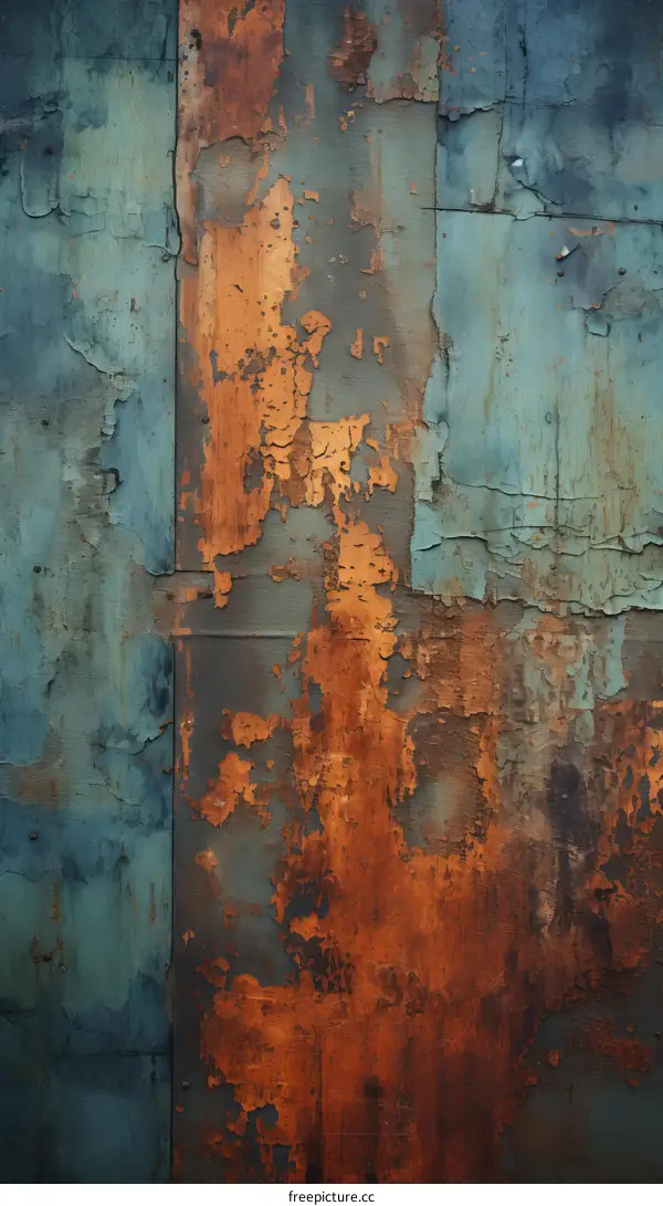 Rusty Metal Panels in Blue and Orange