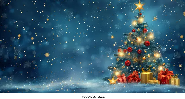 Merry Christmas with Family Gathering by Christmas Tree