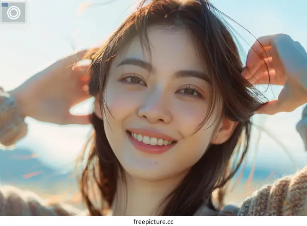 Portrait of a young Asian woman smiling
