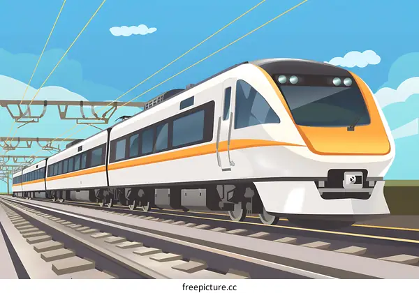 Modern High Speed Train Illustration