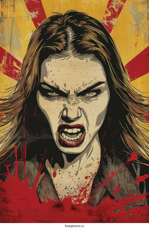 Retro Propaganda Style Illustration of an Angry Woman