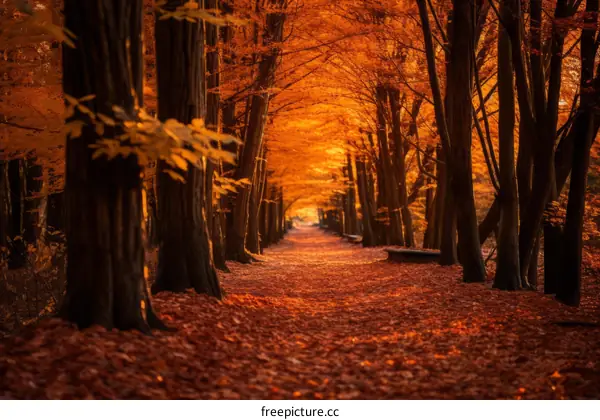 vibrant autumn colors in the park