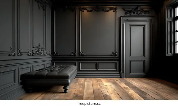 Dark Elegant Interior Design Room with Detailed Paneling
