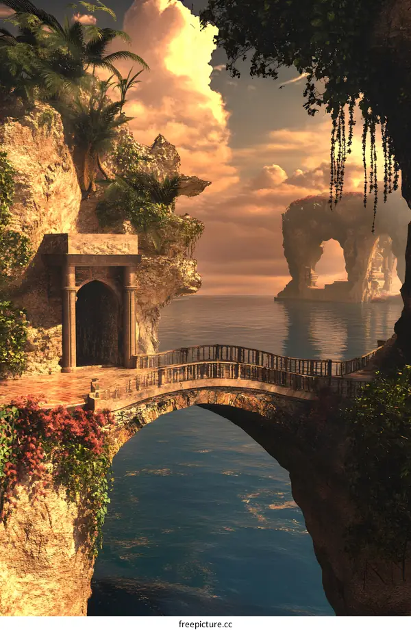 Stone Bridge Connecting Two Islands