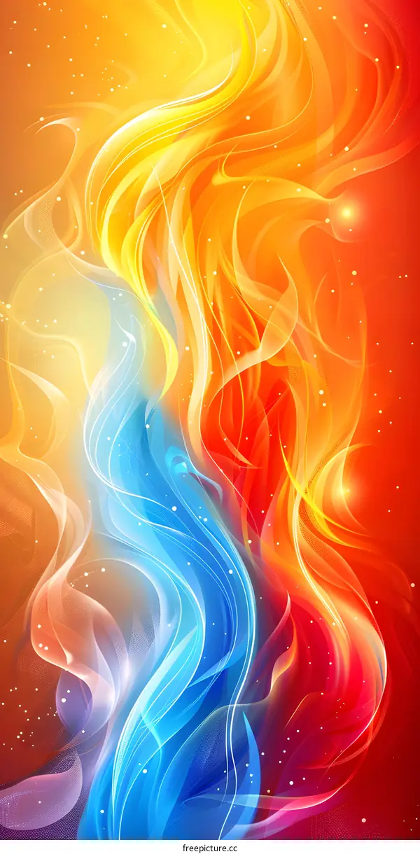 Blue and orange abstract fire flame
