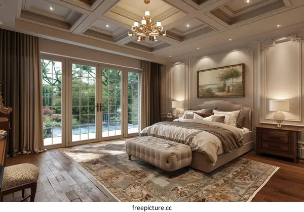 Elegant Master Bedroom with Large Windows