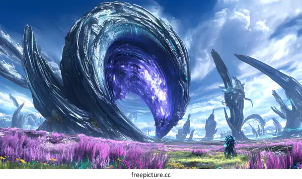 Digital Art of Blue Abstract Landscape with A Person