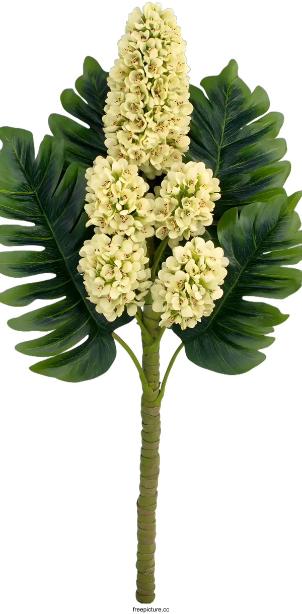 [Transparent Background PNG]Tropical Plant with Green Leaves and White Flowers