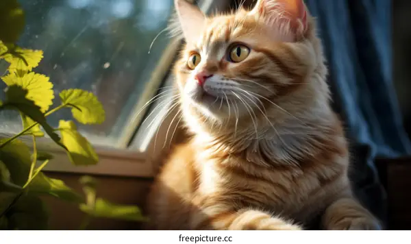 A Ginger Cat Sitting in Front of a Window