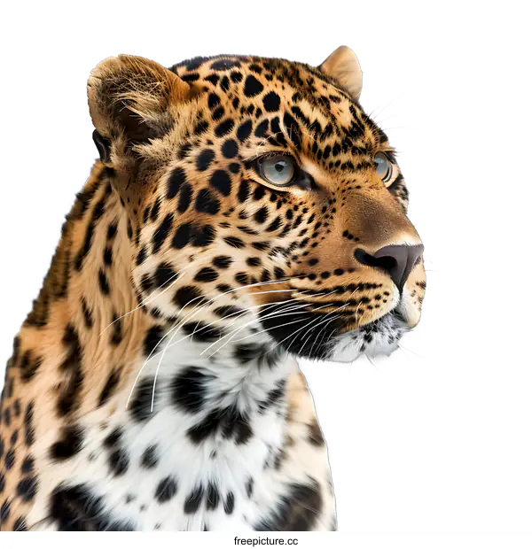 [Transparent Background PNG]Leopard Portrait on White Background