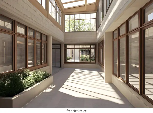 Modern Architecture Building Interior Design With Glass Windows