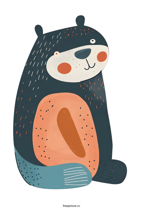 [Transparent Background PNG]Cute Cartoon Bear Sitting Illustration