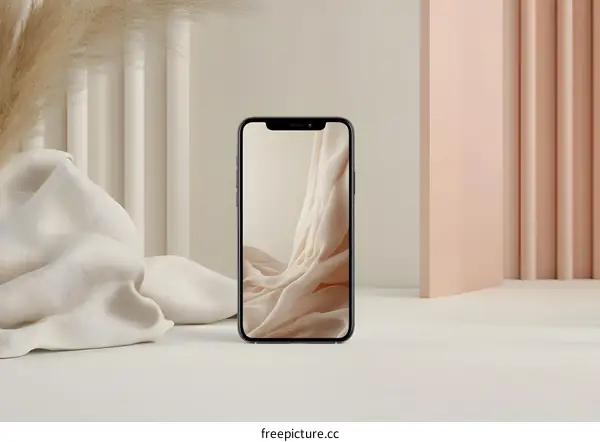 Minimalist Phone Mockup with Beige Fabric Background