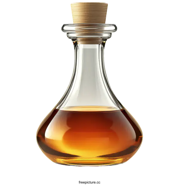 [Transparent Background PNG]Clear Glass Decanter with Wooden Cork