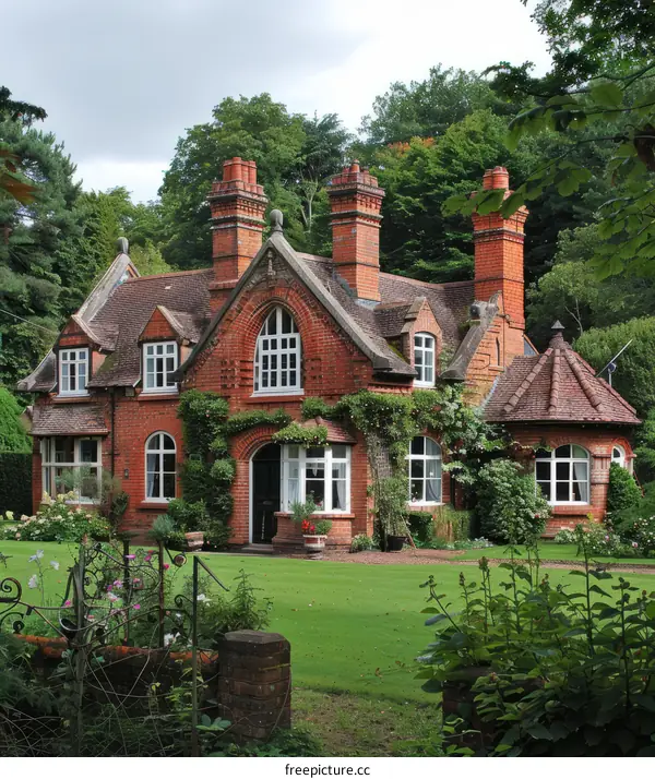English country house with a beautiful garden