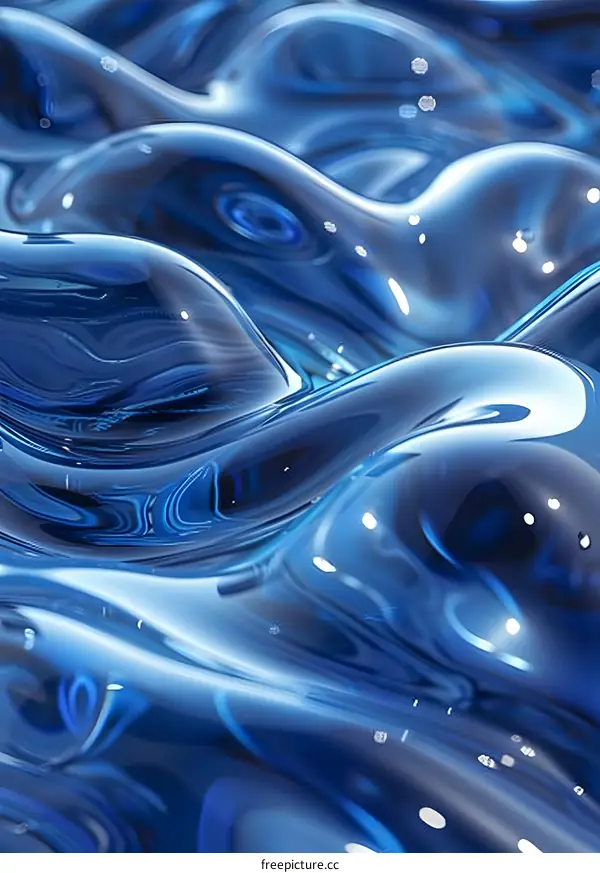 Abstract Liquid Blue Waves Background