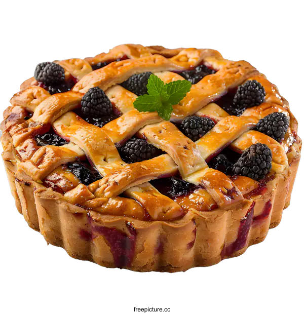 [Transparent Background PNG]A delicious homemade pie with blackberries