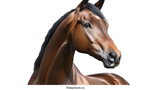 [Transparent Background PNG]Close-up of a Brown Horses Head and Neck
