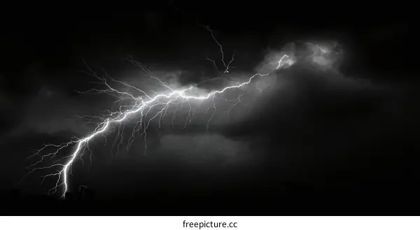 Dramatic Night Sky Lightning Display